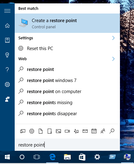 type restore point