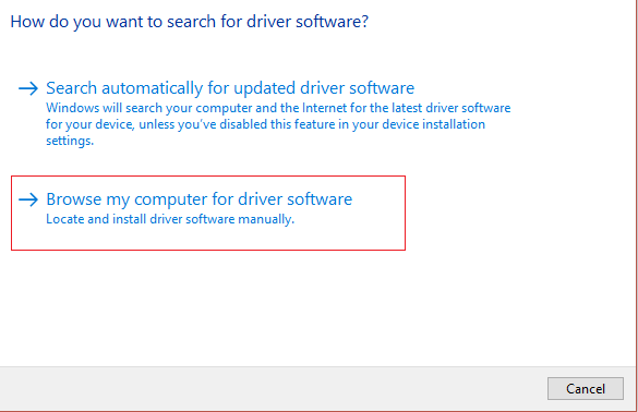 Browser my computer for driver software