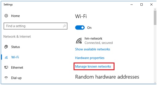 manage known networks