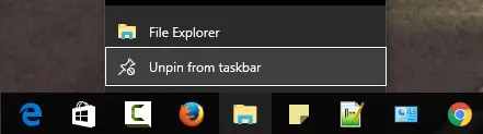 right click on file explorer and select unpin from taskbar