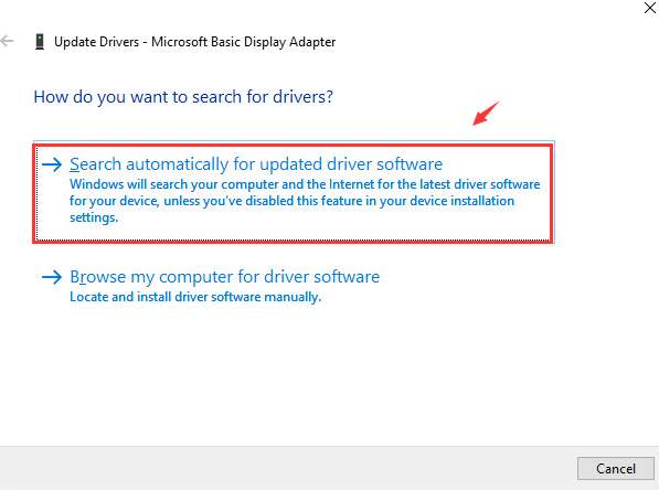 Search Automatically for updated driver software.