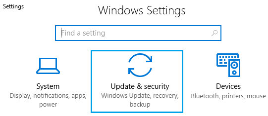 windows setting update