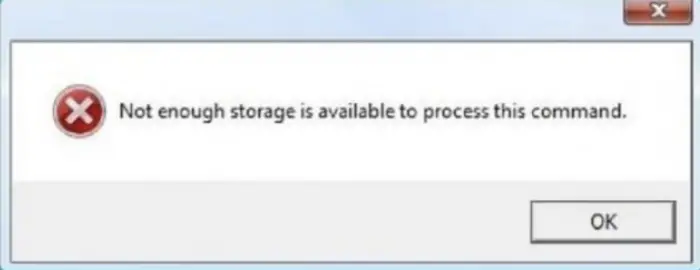 not enough storage is available to process this command