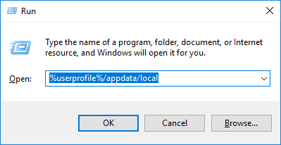 Enter %userprofile%/appdata/local
