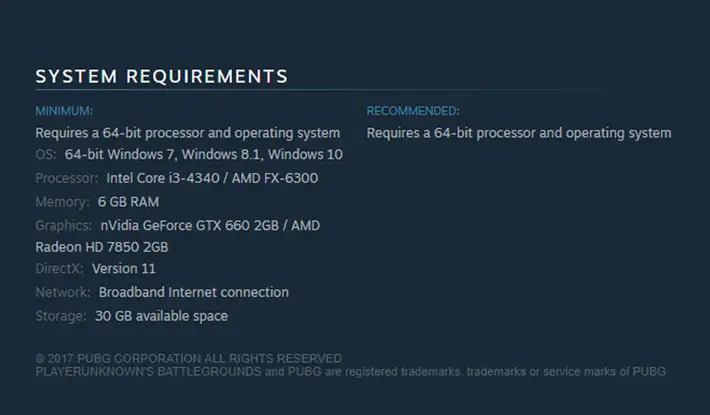 game requirements