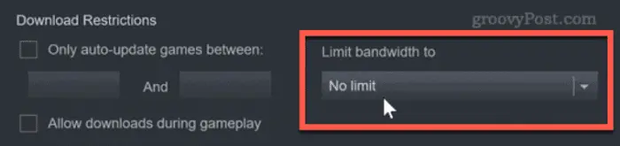 limit bandwidth option
