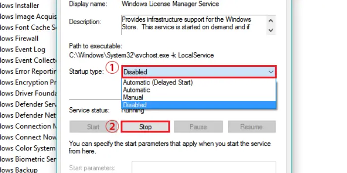 windows license manager service disable
