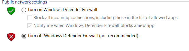 turn off windows defender firewall