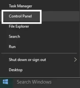 control panel option