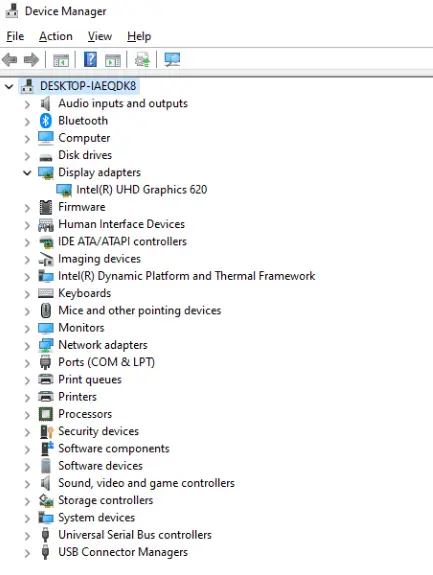 device manager file options