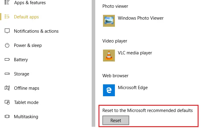 reset to the microsoft recommended defaults