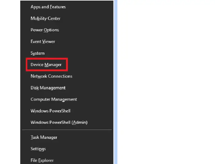 device manager option