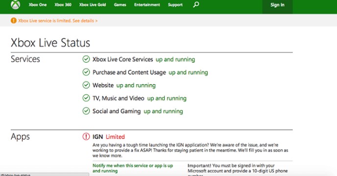 Xbox live server status