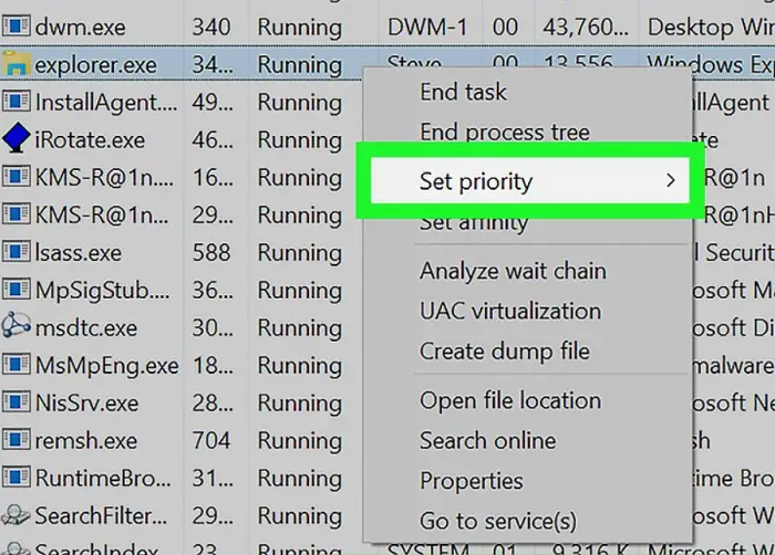 set priority in task manager