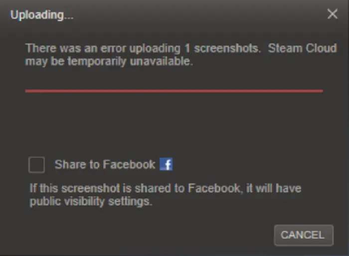 steam image failed to upload