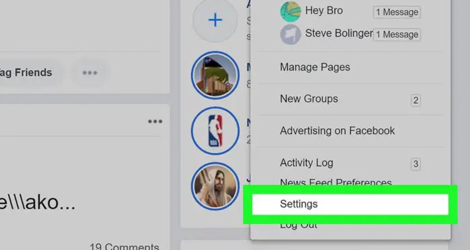 facebook setting button