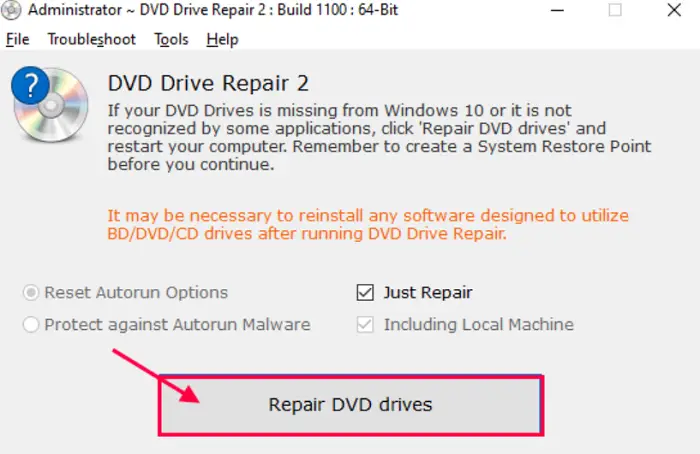 repair dvd