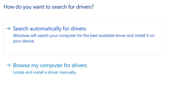 search automatically for driver