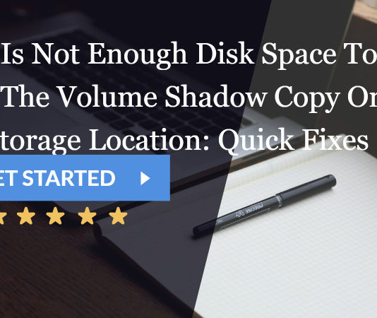 there is not enough disk space to create the volume shadow copy on the storage location