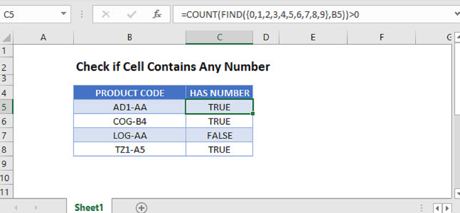 if cell contains any number