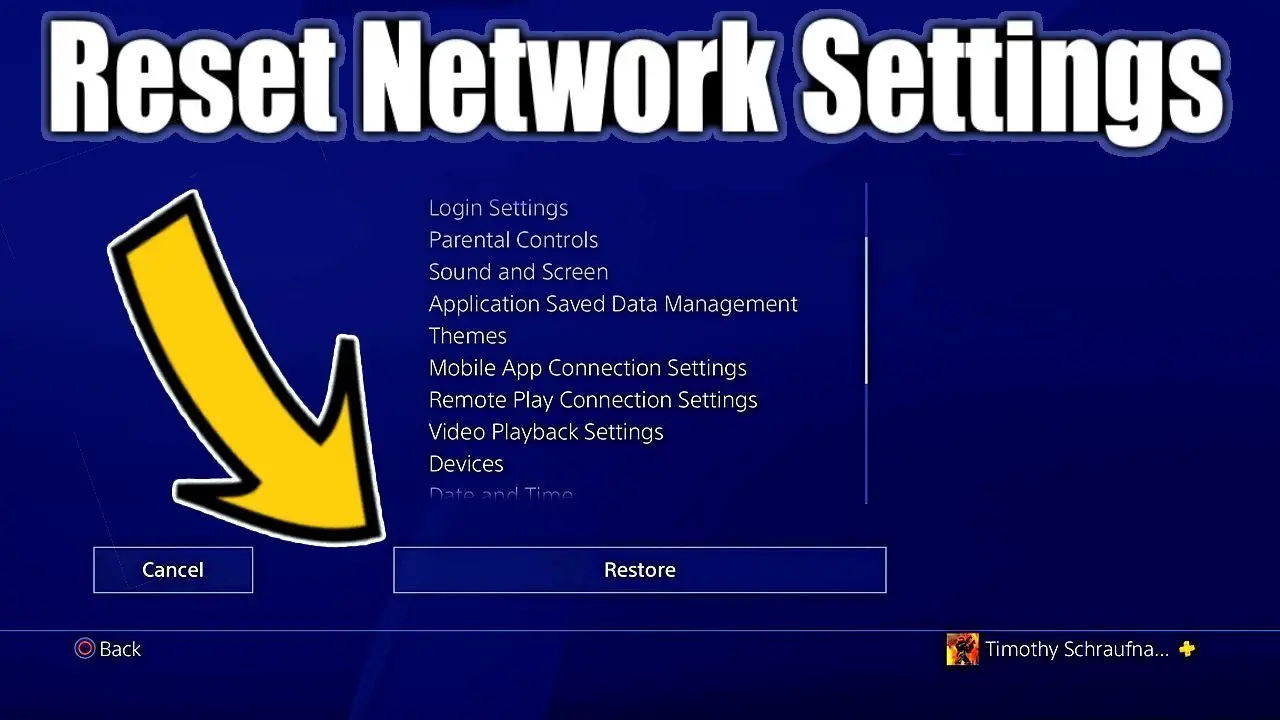 reset ps4 and network