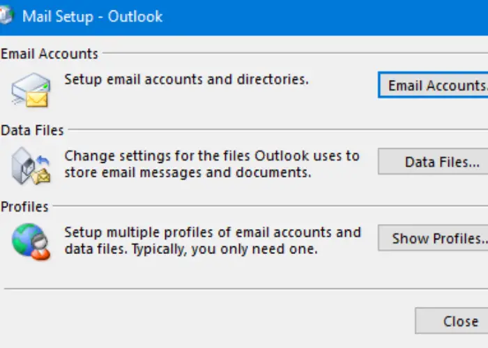 add an account through the control panel's mail option
