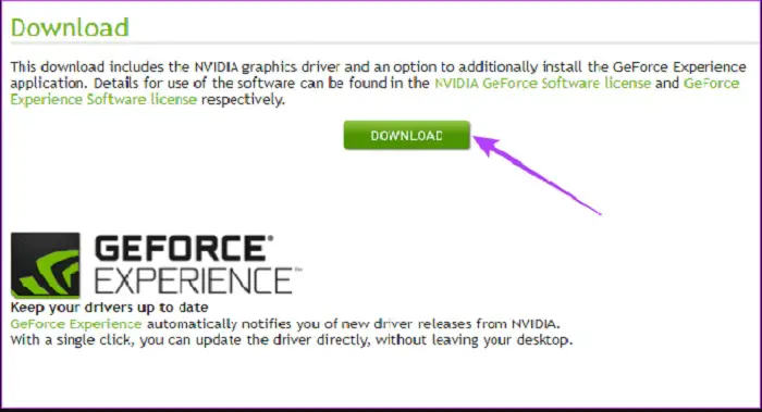 Nvidia GFoorce experience is unable to retrieve