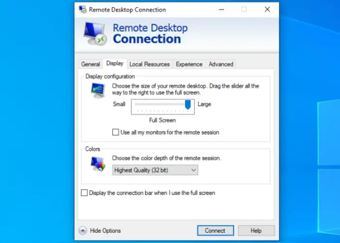 remote desktop tab