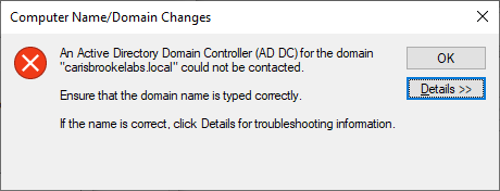 active directory could not be contacted