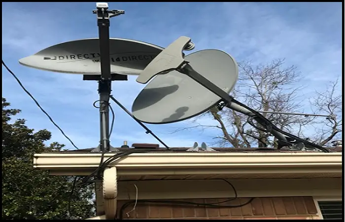 satellite dish with wires