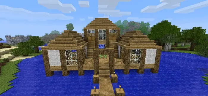 build minecraft houses on water foundation
