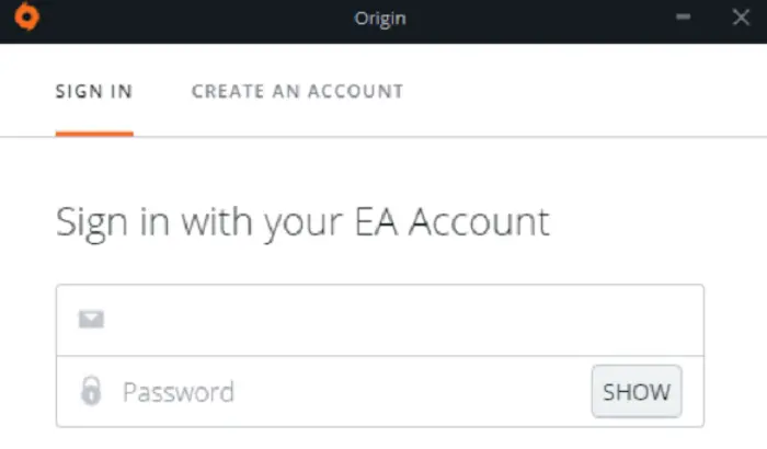 sign in with ea account