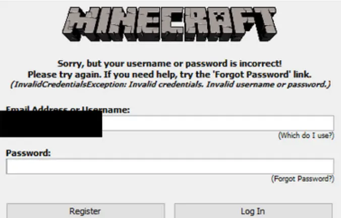 minecraft forgot password