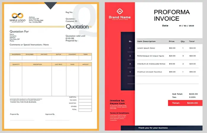 quote and invoice format