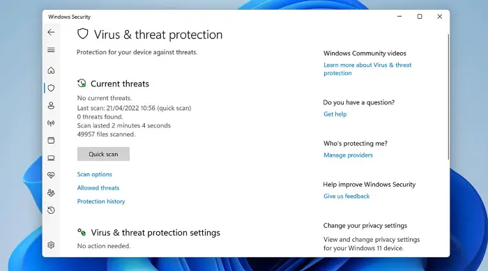 windows security virus and threat