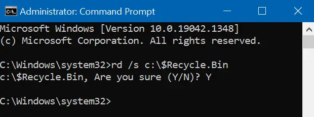 admin command prompt rd