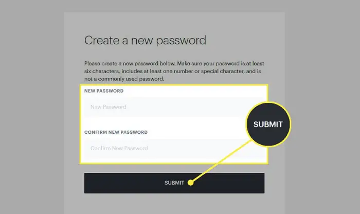 create a new password