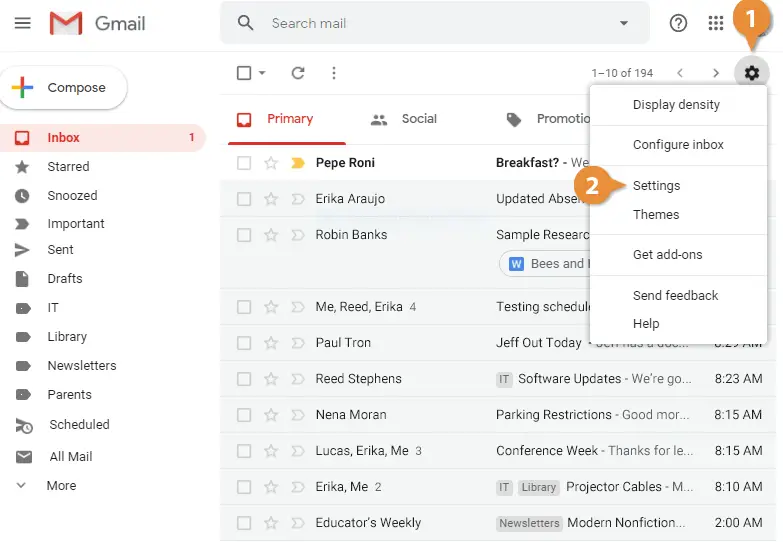 gmail settings