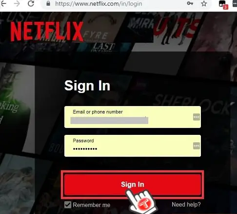 netflix log in page 